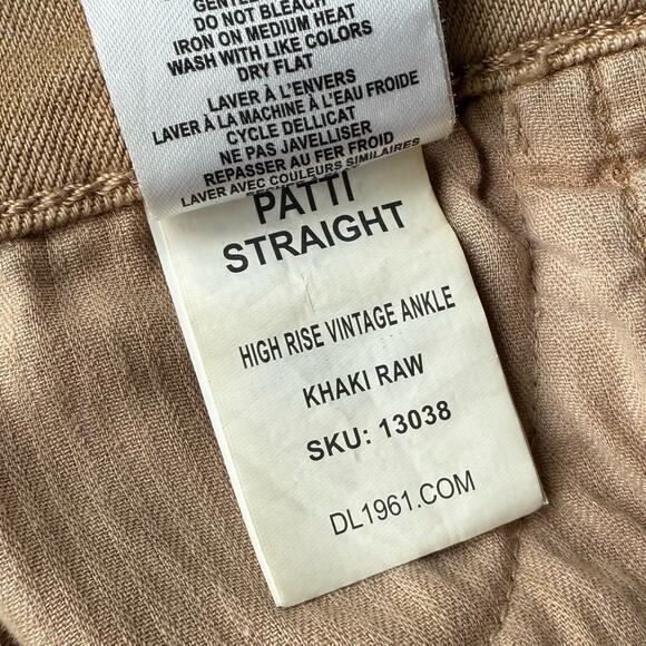 DL1961 Jeans Patti Straight High Rise Vintage Raw Hem Khaki  Size 26 - Picture 6 of 7